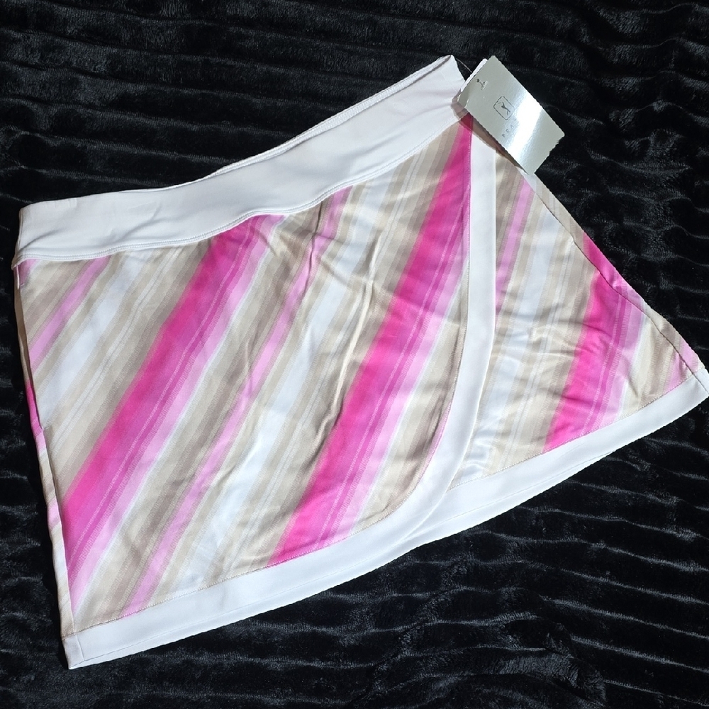 PGA Tour Pink and Tan Striped Skort